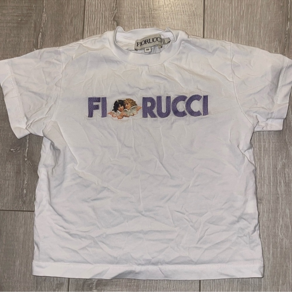 Fiorucci White Short Sleeve Tee with Cherub Logo